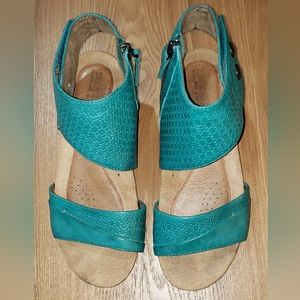 Club Hill by Rockport Wedge Sandals, 7M, Turquoise
